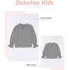 imageGirls Cute Long Sleeve Chiffon Blouses 2025 Casual V Neck Smocked Cuffs Shirts Tops 715 YearsGray
