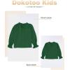 imageGirls Cute Long Sleeve Chiffon Blouses 2025 Casual V Neck Smocked Cuffs Shirts Tops 715 YearsGreen
