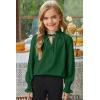 imageGirls Cute Long Sleeve Chiffon Blouses 2025 Casual V Neck Smocked Cuffs Shirts Tops 715 YearsGreen