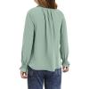 imageGirls Cute Long Sleeve Chiffon Blouses 2025 Casual V Neck Smocked Cuffs Shirts Tops 715 YearsLight Green