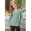imageGirls Cute Long Sleeve Chiffon Blouses 2025 Casual V Neck Smocked Cuffs Shirts Tops 715 YearsLight Green
