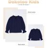 imageGirls Cute Long Sleeve Chiffon Blouses 2025 Casual V Neck Smocked Cuffs Shirts Tops 715 YearsNavy Blue