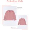 imageGirls Cute Long Sleeve Chiffon Blouses 2025 Casual V Neck Smocked Cuffs Shirts Tops 715 YearsPink