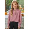 imageGirls Cute Long Sleeve Chiffon Blouses 2025 Casual V Neck Smocked Cuffs Shirts Tops 715 YearsPink