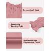 imageGirls Cute Long Sleeve Chiffon Blouses 2025 Casual V Neck Smocked Cuffs Shirts Tops 715 YearsPink