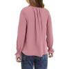 imageGirls Cute Long Sleeve Chiffon Blouses 2025 Casual V Neck Smocked Cuffs Shirts Tops 715 YearsPink