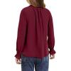 imageGirls Cute Long Sleeve Chiffon Blouses 2025 Casual V Neck Smocked Cuffs Shirts Tops 715 YearsRed