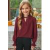 imageGirls Cute Long Sleeve Chiffon Blouses 2025 Casual V Neck Smocked Cuffs Shirts Tops 715 YearsRed