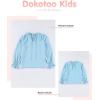 imageGirls Cute Long Sleeve Chiffon Blouses 2025 Casual V Neck Smocked Cuffs Shirts Tops 715 YearsSky Blue