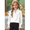 imageGirls Cute Long Sleeve Chiffon Blouses 2025 Casual V Neck Smocked Cuffs Shirts Tops 715 YearsWhite