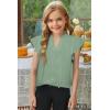 imageGirls Cute Ruffle Short Sleeve T Shirts Casual V Neck Chiffon Blouse Tops 615 YearsLight Green