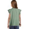 imageGirls Cute Ruffle Short Sleeve T Shirts Casual V Neck Chiffon Blouse Tops 615 YearsLight Green