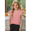 imageGirls Cute Ruffle Short Sleeve T Shirts Casual V Neck Chiffon Blouse Tops 615 YearsLight Pink
