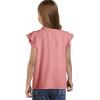 imageGirls Cute Ruffle Short Sleeve T Shirts Casual V Neck Chiffon Blouse Tops 615 YearsLight Pink