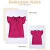imageGirls Cute Ruffle Short Sleeve T Shirts Casual V Neck Chiffon Blouse Tops 615 YearsRose Red