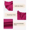 imageGirls Cute Ruffle Short Sleeve T Shirts Casual V Neck Chiffon Blouse Tops 615 YearsRose Red