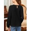 imageGirls Cute Shirts Lace Embroidered Long Sleeve Tops 2025 Fall Fashion Knit Crewneck Blouses 613 YearsBlack