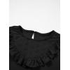 imageGirls Cute Shirts Lace Embroidered Long Sleeve Tops 2025 Fall Fashion Knit Crewneck Blouses 613 YearsBlack