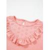 imageGirls Cute Shirts Lace Embroidered Long Sleeve Tops 2025 Fall Fashion Knit Crewneck Blouses 613 YearsPink