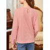 imageGirls Cute Shirts Lace Embroidered Long Sleeve Tops 2025 Fall Fashion Knit Crewneck Blouses 613 YearsPink
