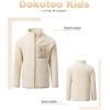 imageGirls Fleece Jacket Full Zip Fall Winter Soft Sherpa Coat Outwear with PocketsBeige