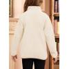 imageGirls Fleece Jacket Full Zip Fall Winter Soft Sherpa Coat Outwear with PocketsBeige