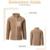imageGirls Fleece Jacket Full Zip Fall Winter Soft Sherpa Coat Outwear with PocketsDark Khaki