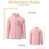 imageGirls Fleece Jacket Full Zip Fall Winter Soft Sherpa Coat Outwear with PocketsLight Pink