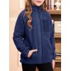 imageGirls Fleece Jacket Full Zip Fall Winter Soft Sherpa Coat Outwear with PocketsNavy Blue