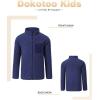 imageGirls Fleece Jacket Full Zip Fall Winter Soft Sherpa Coat Outwear with PocketsNavy Blue