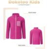 imageGirls Fleece Jacket Full Zip Fall Winter Soft Sherpa Coat Outwear with PocketsRose Red