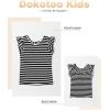 imageGirls Ruffle Short Sleeve Striped T Shirts Summer Cute V Neck Tie Back Tee Tops 615 YearsBlack Stripe