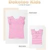 imageGirls Ruffle Short Sleeve Striped T Shirts Summer Cute V Neck Tie Back Tee Tops 615 YearsPink Stripe