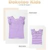 imageGirls Ruffle Short Sleeve Striped T Shirts Summer Cute V Neck Tie Back Tee Tops 615 YearsPurple Stripe