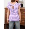 imageGirls Ruffle Short Sleeve Striped T Shirts Summer Cute V Neck Tie Back Tee Tops 615 YearsPurple Stripe