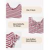 imageGirls Ruffle Short Sleeve Striped T Shirts Summer Cute V Neck Tie Back Tee Tops 615 YearsRed Stripe