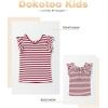 imageGirls Ruffle Short Sleeve Striped T Shirts Summer Cute V Neck Tie Back Tee Tops 615 YearsRed Stripe