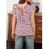 imageGirls Ruffle Short Sleeve Striped T Shirts Summer Cute V Neck Tie Back Tee Tops 615 YearsRed Stripe