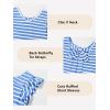 imageGirls Ruffle Short Sleeve Striped T Shirts Summer Cute V Neck Tie Back Tee Tops 615 YearsSky Blue Stripe