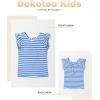 imageGirls Ruffle Short Sleeve Striped T Shirts Summer Cute V Neck Tie Back Tee Tops 615 YearsSky Blue Stripe