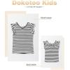 imageGirls Ruffle Short Sleeve Striped T Shirts Summer Cute V Neck Tie Back Tee Tops 615 YearsWhite Stripe