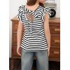 imageGirls Ruffle Short Sleeve Striped T Shirts Summer Cute V Neck Tie Back Tee Tops 615 YearsWhite Stripe