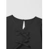 imageGirls Shirts Cute Puff Sleeve Bow Tie Front Tops Crewneck Babydoll Peplum Blouse 615 YearsBlack