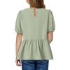 imageGirls Shirts Cute Puff Sleeve Bow Tie Front Tops Crewneck Babydoll Peplum Blouse 615 YearsGreen