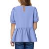 imageGirls Shirts Cute Puff Sleeve Bow Tie Front Tops Crewneck Babydoll Peplum Blouse 615 YearsSky Blue
