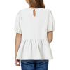 imageGirls Shirts Cute Puff Sleeve Bow Tie Front Tops Crewneck Babydoll Peplum Blouse 615 YearsWhite