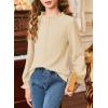 imageGirls Shirts Long Sleeve Lightweight Tops 2025 Fall Fashion Blouses Knit Crewneck Basic Tee 613 YearsBeige