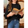 imageGirls Shirts Long Sleeve Lightweight Tops 2025 Fall Fashion Blouses Knit Crewneck Basic Tee 613 YearsBlack