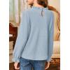 imageGirls Shirts Long Sleeve Lightweight Tops 2025 Fall Fashion Blouses Knit Crewneck Basic Tee 613 YearsBlue