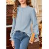 imageGirls Shirts Long Sleeve Lightweight Tops 2025 Fall Fashion Blouses Knit Crewneck Basic Tee 613 YearsBlue